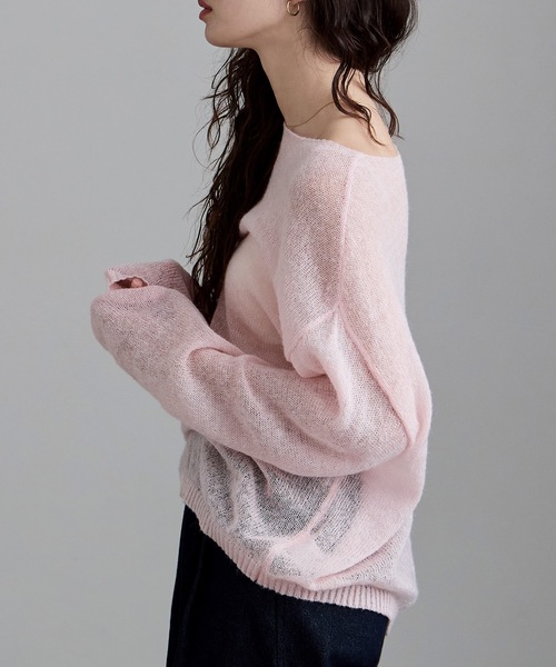 etoll.（エトル）の「モヘアタッチボートネックニット（Tシャツ/カットソー・レディース・ピンク/イエロー/チャコール/アイボリー・FREE）」の10枚目の写真