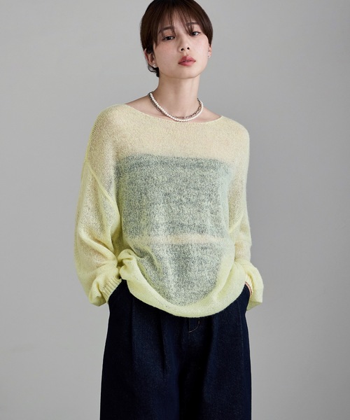etoll.（エトル）の「モヘアタッチボートネックニット（Tシャツ/カットソー・レディース・ピンク/イエロー/チャコール/アイボリー・FREE）」の11枚目の写真