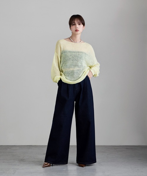 etoll.（エトル）の「モヘアタッチボートネックニット（Tシャツ/カットソー・レディース・ピンク/イエロー/チャコール/アイボリー・FREE）」の12枚目の写真