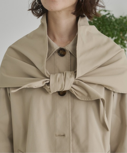 ANGIE（アンジー）の「スカーフ付きミドル丈ステンカラーコート（ステンカラーコート・レディース・アイボリー/ブラック/ライトベージュ・FREE）」の15枚目の写真