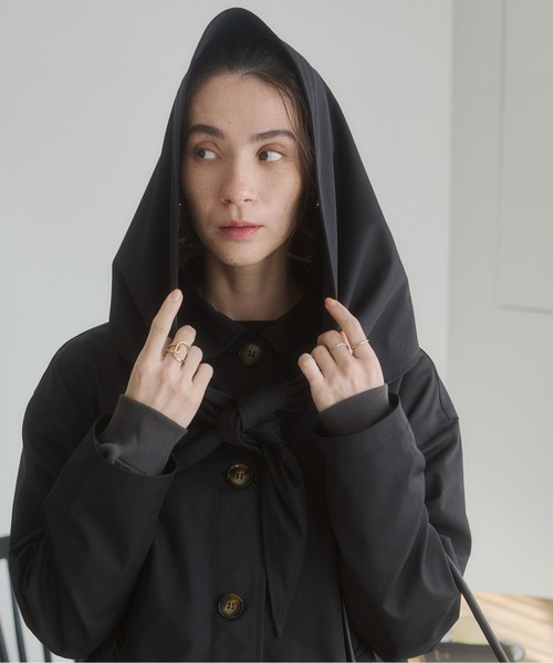 ANGIE（アンジー）の「スカーフ付きミドル丈ステンカラーコート（ステンカラーコート・レディース・アイボリー/ブラック/ライトベージュ・FREE）」の13枚目の写真