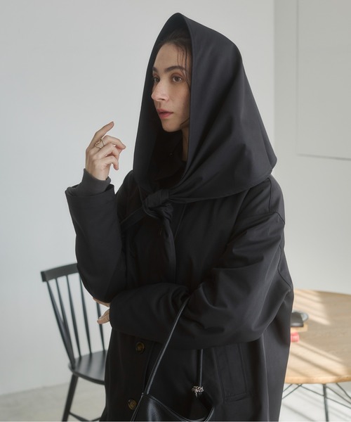 ANGIE（アンジー）の「スカーフ付きミドル丈ステンカラーコート（ステンカラーコート・レディース・アイボリー/ブラック/ライトベージュ・FREE）」の14枚目の写真