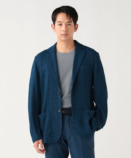 BEAMS HEART(ビームスハート)の「【6/18値下げ】強撚ヘリンボーン ニットジャケット(テーラードジャケット・メンズ・グレー/ブルー・SMALL/X-LARGE/MEDIUM/LARGE)」の2枚目の写真