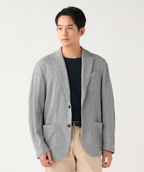 BEAMS HEART(ビームスハート)の「【6/18値下げ】強撚ヘリンボーン ニットジャケット(テーラードジャケット・メンズ・グレー/ブルー・SMALL/X-LARGE/MEDIUM/LARGE)」の5枚目の写真