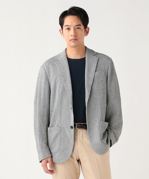 BEAMS HEART(ビームスハート)の「【6/18値下げ】強撚ヘリンボーン ニットジャケット(テーラードジャケット・メンズ・グレー/ブルー・SMALL/X-LARGE/MEDIUM/LARGE)」の6枚目の写真