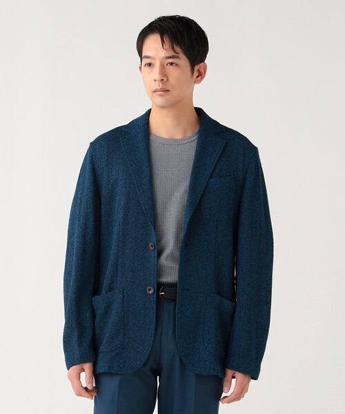 BEAMS HEART(ビームスハート)の「【6/18値下げ】強撚ヘリンボーン ニットジャケット(テーラードジャケット・メンズ・グレー/ブルー・SMALL/X-LARGE/MEDIUM/LARGE)」の7枚目の写真