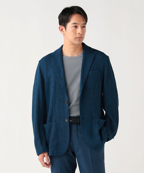 BEAMS HEART(ビームスハート)の「【6/18値下げ】強撚ヘリンボーン ニットジャケット(テーラードジャケット・メンズ・グレー/ブルー・SMALL/X-LARGE/MEDIUM/LARGE)」の8枚目の写真
