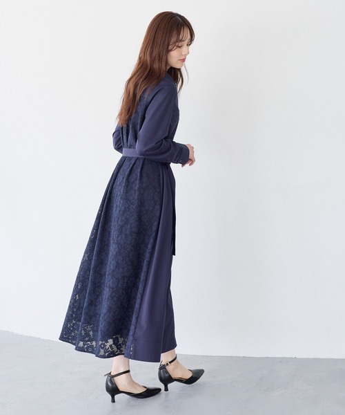 Andemiu(アンデミュウ)の「バックレースシャツワンピース644046(シャツワンピース・レディース・ブルー/ベージュ/ネイビー・FREE)」の3枚目の写真