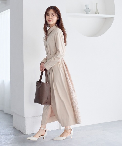 Andemiu(アンデミュウ)の「バックレースシャツワンピース644046(シャツワンピース・レディース・ブルー/ベージュ/ネイビー・FREE)」の5枚目の写真