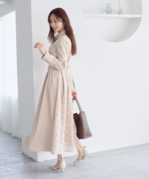 Andemiu(アンデミュウ)の「バックレースシャツワンピース644046(シャツワンピース・レディース・ブルー/ベージュ/ネイビー・FREE)」の6枚目の写真