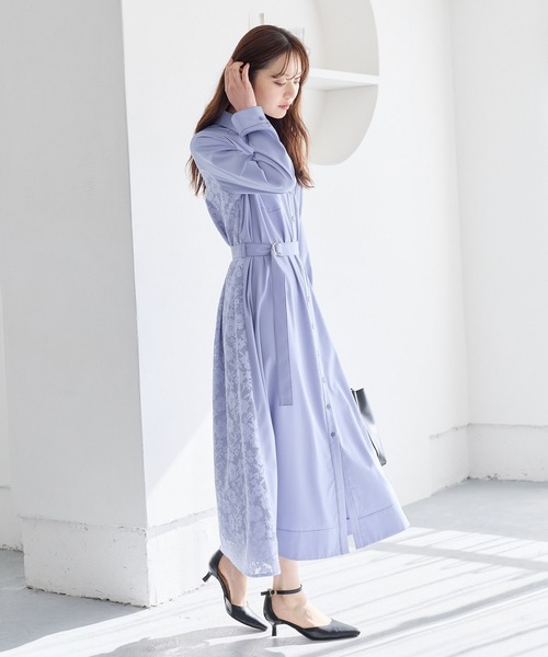 Andemiu(アンデミュウ)の「バックレースシャツワンピース644046(シャツワンピース・レディース・ブルー/ベージュ/ネイビー・FREE)」の7枚目の写真