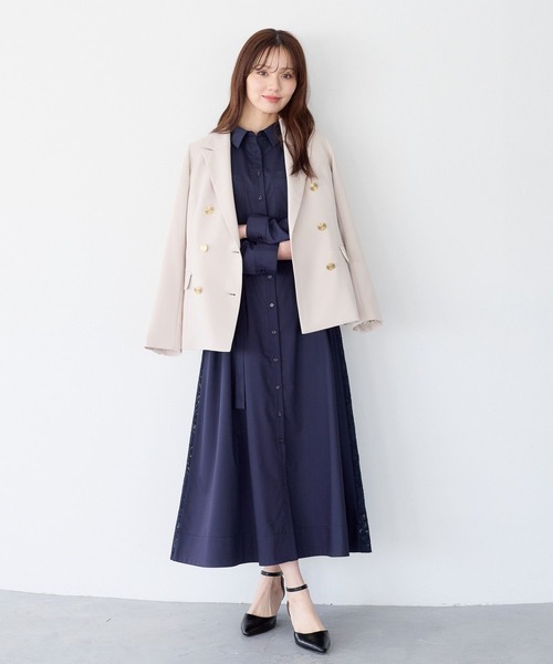 Andemiu(アンデミュウ)の「バックレースシャツワンピース644046(シャツワンピース・レディース・ブルー/ベージュ/ネイビー・FREE)」の13枚目の写真