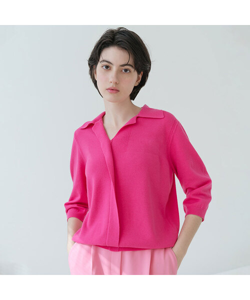 VASCARA(バスカラ)の「V Open Collar Neck Capri Knitwear (5colors)(ニット/セーター・レディース・ブラック/カーキ/ライトベージュ/ライトグレー/チェリーピンク・FREE)」の5枚目の写真