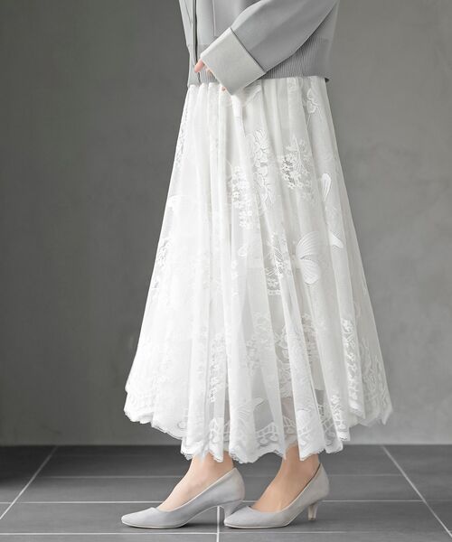 rps（アールピーエス）の「レースロングスカート（スカート・レディース・オフホワイト/ブラック/ブラック系その他2/ホワイト系その他2・フリー）」の2枚目の写真