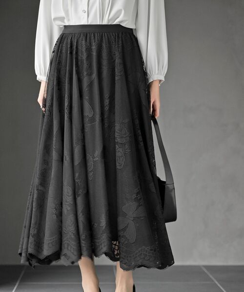 rps（アールピーエス）の「レースロングスカート（スカート・レディース・オフホワイト/ブラック/ブラック系その他2/ホワイト系その他2・フリー）」の4枚目の写真