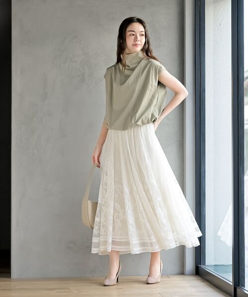 rps（アールピーエス）の「レースロングスカート（スカート・レディース・オフホワイト/ブラック/ブラック系その他2/ホワイト系その他2・フリー）」の5枚目の写真