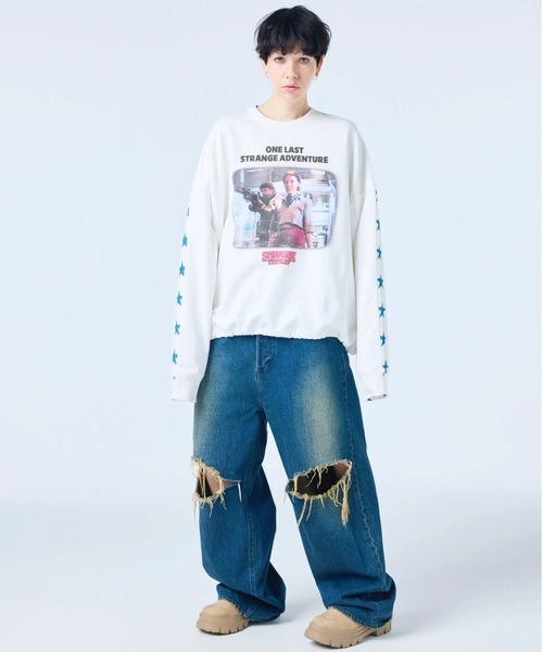 Little sunny bite(リトルサニーバイト)の「littlesunnybite/リトルサニーバイト/stranger graphic sweat top(スウェット・レディース・ネイビー/ホワイト・S)」の4枚目の写真