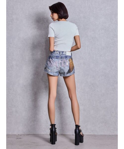 GYDA(ジェイダ)の「ジャストウエストGYDA bijou sublimation printingデニムショートパンツ(デニムパンツ・レディース・ライトブルー/ブルー・MEDIUM/SMALL/X-SMALL)」の7枚目の写真
