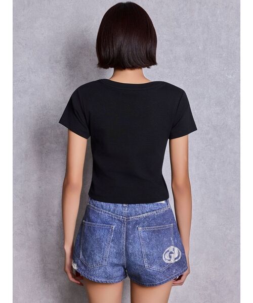 GYDA(ジェイダ)の「ジャストウエストGYDA bijou sublimation printingデニムショートパンツ(デニムパンツ・レディース・ライトブルー/ブルー・MEDIUM/SMALL/X-SMALL)」の14枚目の写真