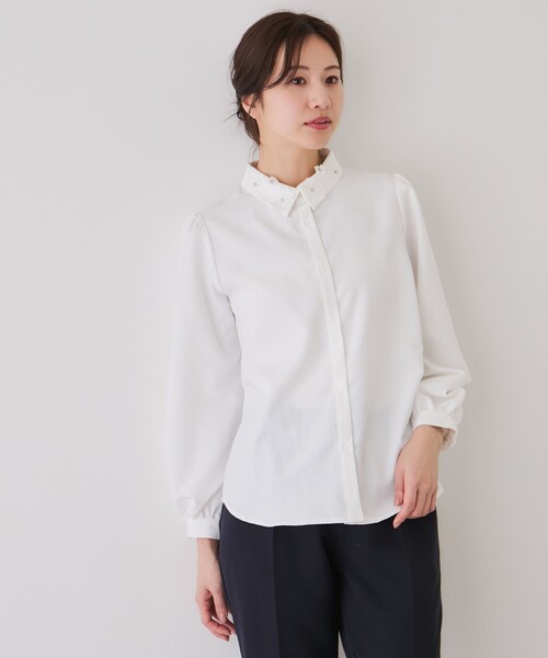 Jayro(ジャイロ)の「衿モチーフレースブラウス(シャツ/ブラウス・レディース・サックスブルー/ネイビー/ホワイト系その他・M)」の2枚目の写真