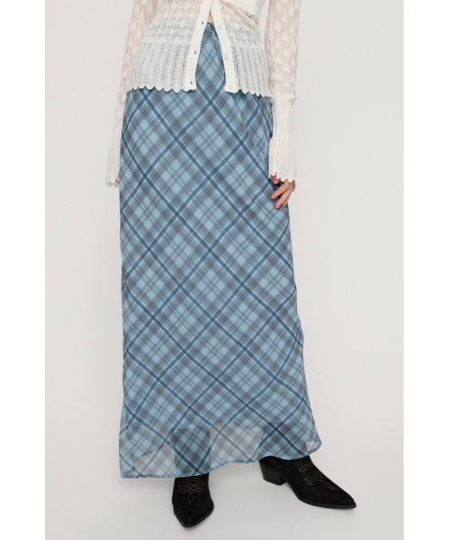 SLY（スライ）の「SHEER CHECK SKIRT シアーチェックスカート 春服（スカート・レディース・ブラック系その他2/ピンク系その他/ブルー系その他・1/2）」の2枚目の写真