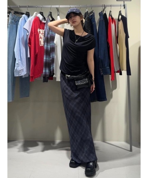 SLY（スライ）の「SHEER CHECK SKIRT シアーチェックスカート 春服（スカート・レディース・ブラック系その他2/ピンク系その他/ブルー系その他・1/2）」の17枚目の写真