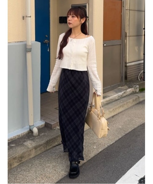 SLY（スライ）の「SHEER CHECK SKIRT シアーチェックスカート 春服