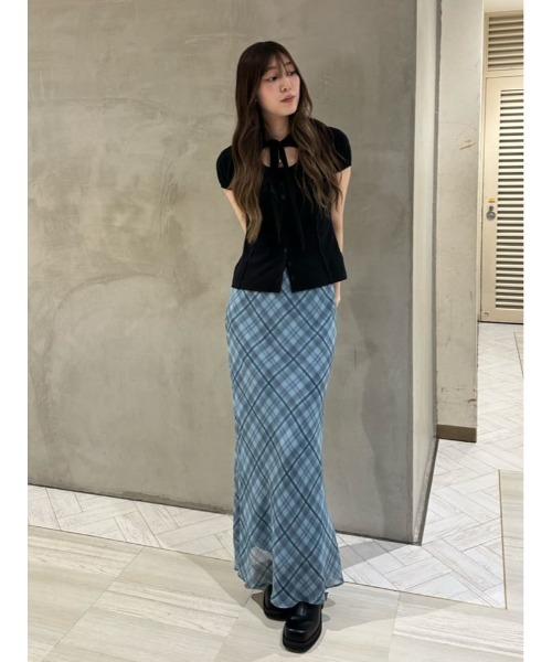SLY（スライ）の「SHEER CHECK SKIRT シアーチェックスカート 春服