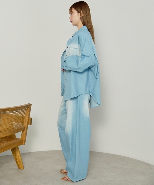 enhaut（アンオート）の「ヴィンテージ加工 デニム オーバー シャツ（シャツ/ブラウス・レディース・ライトブルー/インディゴブルー・FREE）」の15枚目の写真