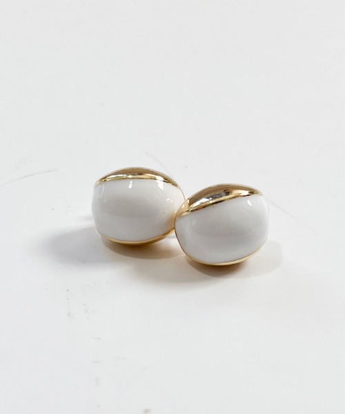 yu-ka(ユーカ)の「YU-KA:ソフトカラー オーバルピアス soft color oval pierce(ピアス(両耳用)・レディース・ピンク/グリーン/ホワイト/ゴールド・FREE)」の8枚目の写真