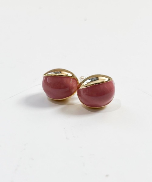 yu-ka(ユーカ)の「YU-KA:ソフトカラー オーバルピアス soft color oval pierce(ピアス(両耳用)・レディース・ピンク/グリーン/ホワイト/ゴールド・FREE)」の6枚目の写真
