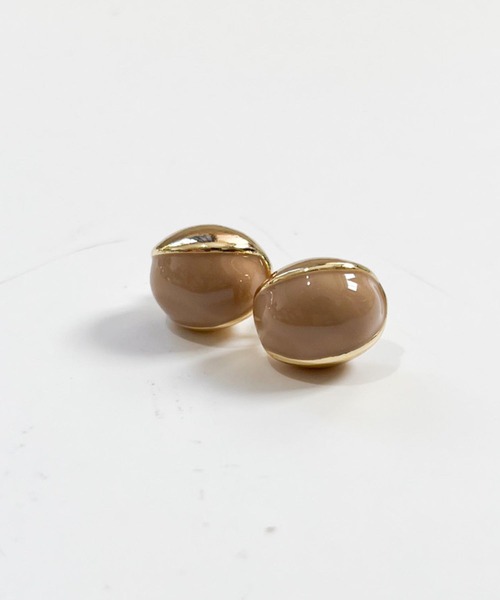 yu-ka(ユーカ)の「YU-KA:ソフトカラー オーバルピアス soft color oval pierce(ピアス(両耳用)・レディース・ピンク/グリーン/ホワイト/ゴールド・FREE)」の5枚目の写真