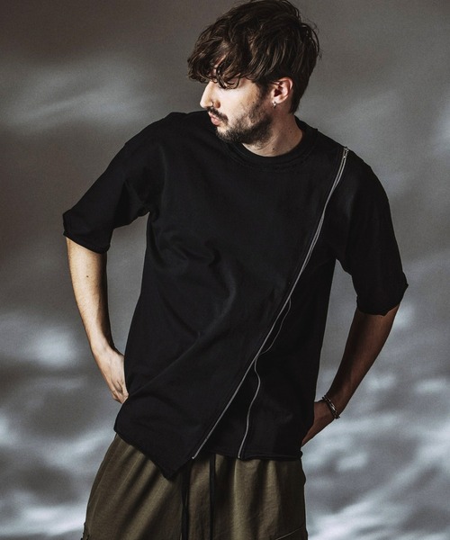 NO ID.（ノーアイディ）の「【NO ID.】Layered ZIP BIG T-shirt / レイヤードジップビッグTシャツ（Tシャツ/カットソー・メンズ・ホワイト/ブラック/グレー・ONE SIZE）」の7枚目の写真