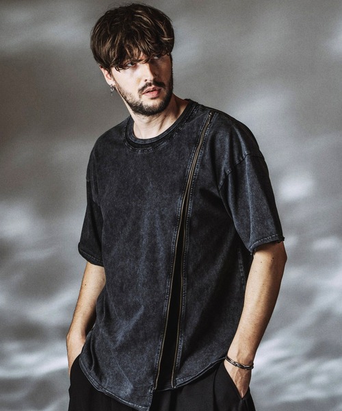 NO ID.（ノーアイディ）の「【NO ID.】Layered ZIP BIG T-shirt / レイヤードジップビッグTシャツ（Tシャツ/カットソー・メンズ・ホワイト/ブラック/グレー・ONE SIZE）」の17枚目の写真