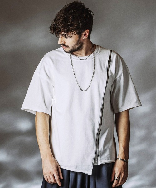 NO ID.（ノーアイディ）の「【NO ID.】Layered ZIP BIG T-shirt / レイヤードジップビッグTシャツ（Tシャツ/カットソー・メンズ・ホワイト/ブラック/グレー・ONE SIZE）」の20枚目の写真