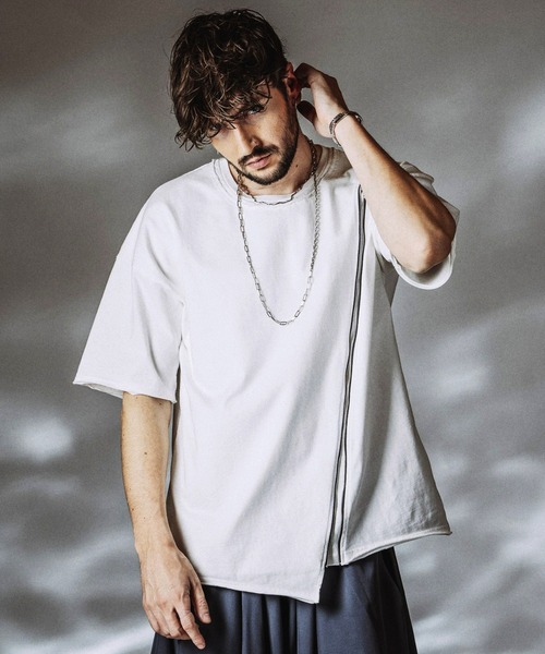 NO ID.（ノーアイディ）の「【NO ID.】Layered ZIP BIG T-shirt / レイヤードジップビッグTシャツ（Tシャツ/カットソー・メンズ・ホワイト/ブラック/グレー・ONE SIZE）」の21枚目の写真