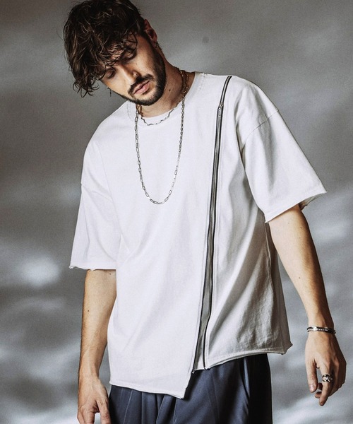 NO ID.（ノーアイディ）の「【NO ID.】Layered ZIP BIG T-shirt / レイヤードジップビッグTシャツ（Tシャツ/カットソー・メンズ・ホワイト/ブラック/グレー・ONE SIZE）」の19枚目の写真