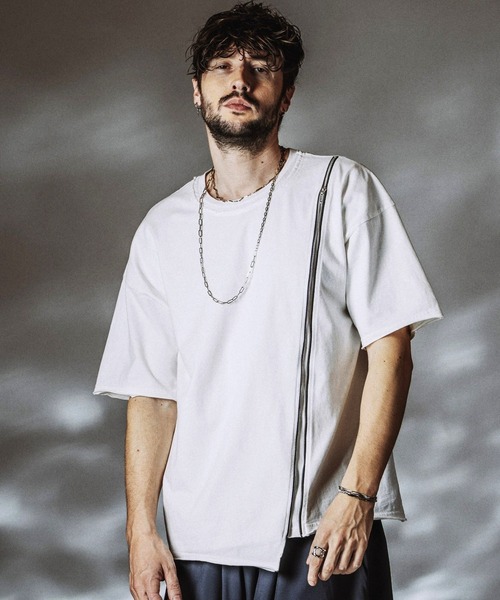 NO ID.（ノーアイディ）の「【NO ID.】Layered ZIP BIG T-shirt / レイヤードジップビッグTシャツ（Tシャツ/カットソー・メンズ・ホワイト/ブラック/グレー・ONE SIZE）」の22枚目の写真