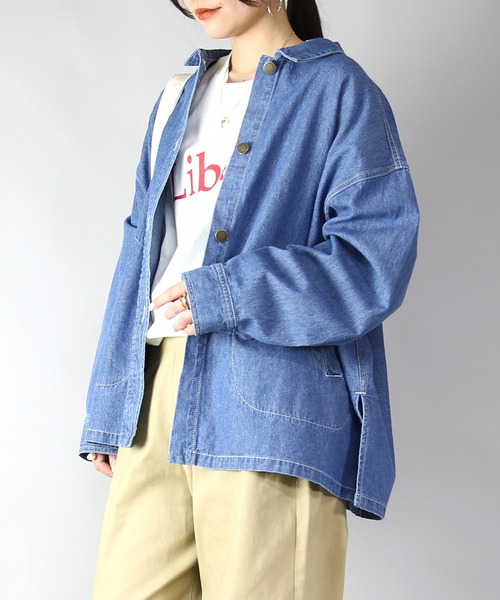 and it_(アンドイット)の「コットンデニムジャケット(デニムジャケット・レディース・ダークネイビー/ブルー・M-L)」の2枚目の写真