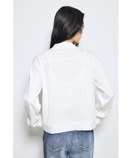 AZUL by moussy(アズールバイマウジー)の「【身長/骨格別着用画像あり】3rdタイプニットジャケット 春服 秋服 ブルゾン(ブルゾン・レディース・ブラック/オフホワイト/ライトカーキ・FREE)」の7枚目の写真