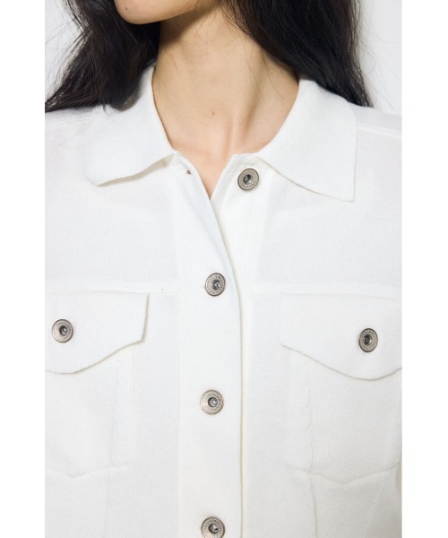 AZUL by moussy(アズールバイマウジー)の「【身長/骨格別着用画像あり】3rdタイプニットジャケット 春服 秋服 ブルゾン(ブルゾン・レディース・ブラック/オフホワイト/ライトカーキ・FREE)」の9枚目の写真