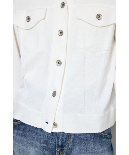 AZUL by moussy(アズールバイマウジー)の「【身長/骨格別着用画像あり】3rdタイプニットジャケット 春服 秋服 ブルゾン(ブルゾン・レディース・ブラック/オフホワイト/ライトカーキ・FREE)」の11枚目の写真