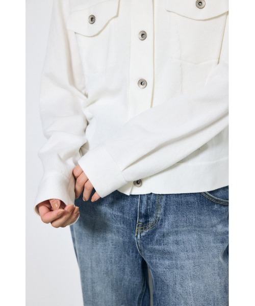 AZUL by moussy(アズールバイマウジー)の「【身長/骨格別着用画像あり】3rdタイプニットジャケット 春服 秋服 ブルゾン(ブルゾン・レディース・ブラック/オフホワイト/ライトカーキ・FREE)」の12枚目の写真