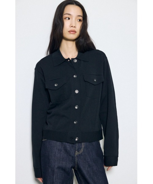 AZUL by moussy(アズールバイマウジー)の「【身長/骨格別着用画像あり】3rdタイプニットジャケット 春服 秋服 ブルゾン(ブルゾン・レディース・ブラック/オフホワイト/ライトカーキ・FREE)」の14枚目の写真