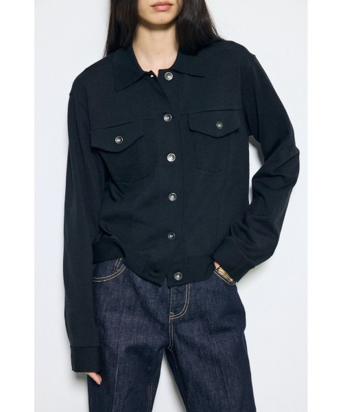 AZUL by moussy(アズールバイマウジー)の「【身長/骨格別着用画像あり】3rdタイプニットジャケット 春服 秋服 ブルゾン(ブルゾン・レディース・ブラック/オフホワイト/ライトカーキ・FREE)」の15枚目の写真
