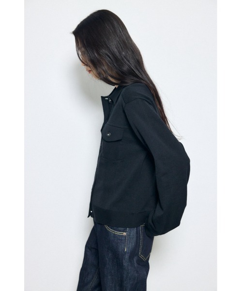 AZUL by moussy(アズールバイマウジー)の「【身長/骨格別着用画像あり】3rdタイプニットジャケット 春服 秋服 ブルゾン(ブルゾン・レディース・ブラック/オフホワイト/ライトカーキ・FREE)」の16枚目の写真