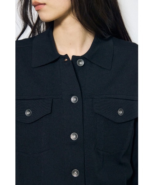 AZUL by moussy(アズールバイマウジー)の「【身長/骨格別着用画像あり】3rdタイプニットジャケット 春服 秋服 ブルゾン(ブルゾン・レディース・ブラック/オフホワイト/ライトカーキ・FREE)」の19枚目の写真