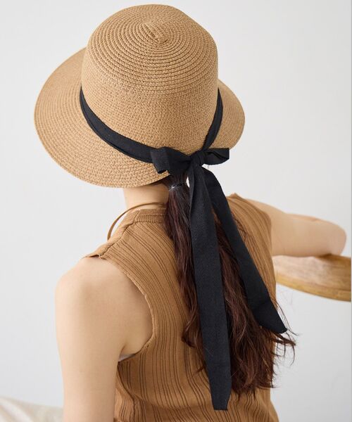 le.coeur blanc（ルクールブラン）の「《WEB限定アイテム》ペーパーリボンハット（ハット・レディース・ベージュ/ブラウン・FREE）」の2枚目の写真