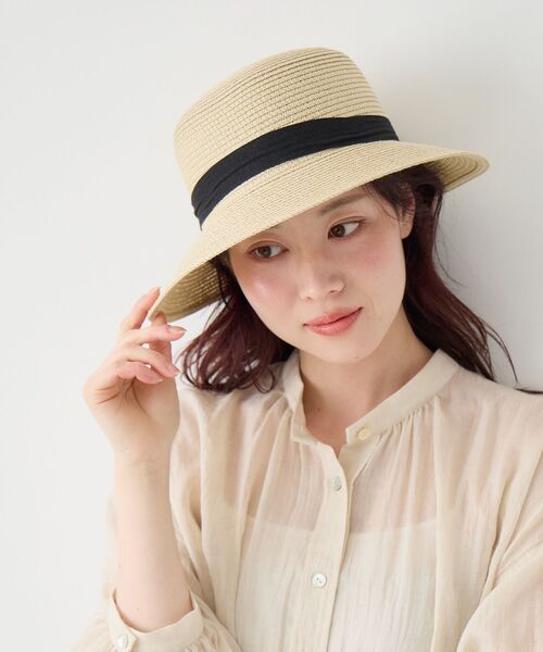 le.coeur blanc（ルクールブラン）の「《WEB限定アイテム》ペーパーリボンハット（ハット・レディース・ベージュ/ブラウン・FREE）」の3枚目の写真