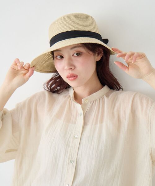 le.coeur blanc（ルクールブラン）の「《WEB限定アイテム》ペーパーリボンハット（ハット・レディース・ベージュ/ブラウン・FREE）」の4枚目の写真